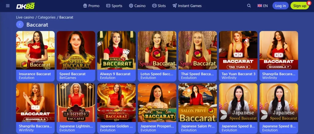Live Baccarat, Dragon Tiger and Sic Bo