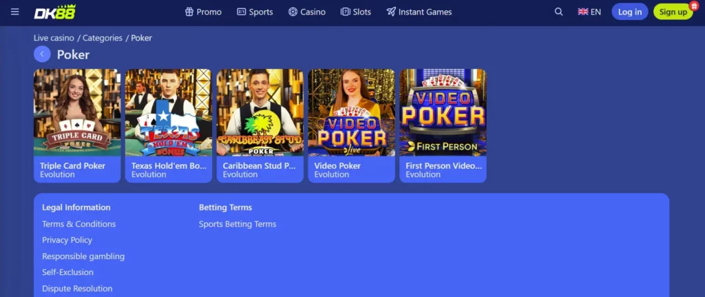 Video Poker and Casino Hold’em at DK88