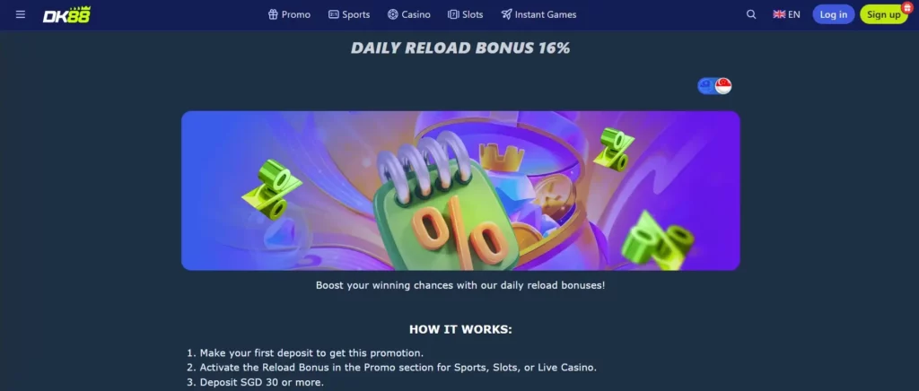 Daily Reload and Cashback at Dashking88 Casino
